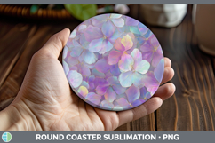 GorgeousFlowers 01 Holographic Round Coaster design.