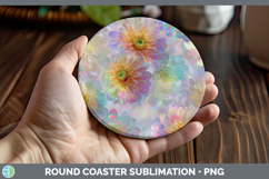 GorgeousFlowers 01 Holographic Round Coaster design.