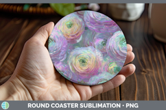 GorgeousFlowers 01 Holographic Round Coaster design.
