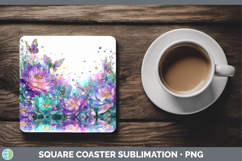 GorgeousFlowers 01 Rainbow Summer Square Coaster design.