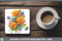 GorgeousFlowers 01 Rainbow Summer Square Coaster design.
