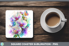 GorgeousFlowers 01 Rainbow Summer Square Coaster design.