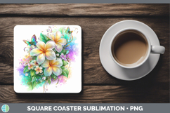 GorgeousFlowers 01 Rainbow Summer Square Coaster design.