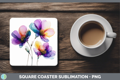 GorgeousFlowers 02 Alcohol Ink Square Coaster design.