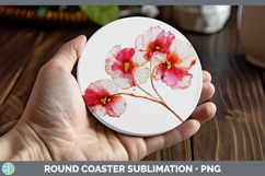 GorgeousFlowers 02 Alcohol Ink Round Coaster design.