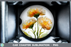 GorgeousFlowers 02 Alcohol Ink Car Coaster design.