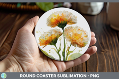 GorgeousFlowers 02 Alcohol Ink Round Coaster design.