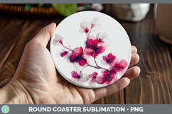 GorgeousFlowers 02 Alcohol Ink Round Coaster design.