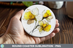 GorgeousFlowers 02 Alcohol Ink Round Coaster design.