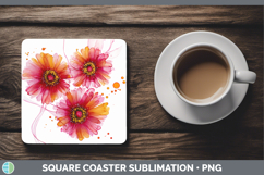 GorgeousFlowers 02 Alcohol Ink Square Coaster design.