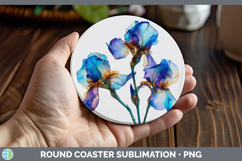 GorgeousFlowers 02 Alcohol Ink Round Coaster design.