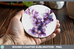 GorgeousFlowers 02 Alcohol Ink Round Coaster design.
