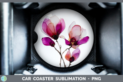 GorgeousFlowers 02 Alcohol Ink Car Coaster design.