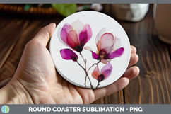 GorgeousFlowers 02 Alcohol Ink Round Coaster design.