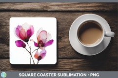 GorgeousFlowers 02 Alcohol Ink Square Coaster design.