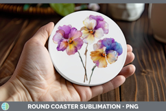 GorgeousFlowers 02 Alcohol Ink Round Coaster design.