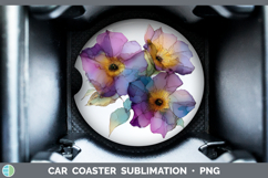 GorgeousFlowers 02 Alcohol Ink Car Coaster design.