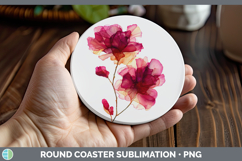 GorgeousFlowers 02 Alcohol Ink Round Coaster design.