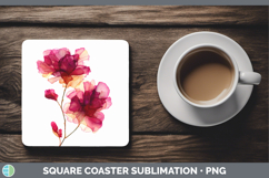 GorgeousFlowers 02 Alcohol Ink Square Coaster design.