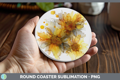 GorgeousFlowers 02 Alcohol Ink Round Coaster design.
