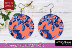 Floral Round Earrings - Sping Flowers PNG Sublimation Product Image 1