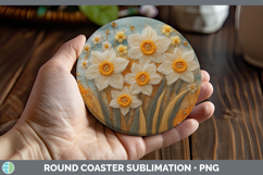 GorgeousFlowers 02 Embroider Round Coaster design.