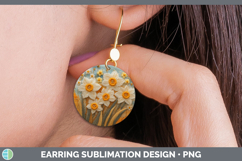 GorgeousFlowers 02 Embroider Round Earrings design.