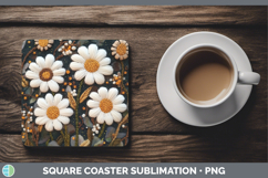 GorgeousFlowers 02 Embroider Square Coaster design.