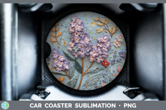 GorgeousFlowers 02 Embroider Car Coaster design.