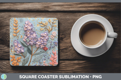 GorgeousFlowers 02 Embroider Square Coaster design.