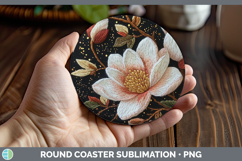 GorgeousFlowers 02 Embroider Round Coaster design.