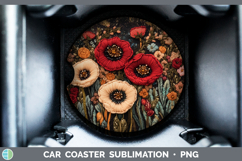 GorgeousFlowers 02 Embroider Car Coaster design.