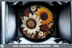 GorgeousFlowers 02 Embroider Car Coaster design.