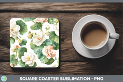 GorgeousFlowers 02 Pastel Pattern Square Coaster design.