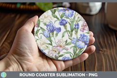 GorgeousFlowers 02 Pastel Pattern Round Coaster design.