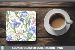 GorgeousFlowers 02 Pastel Pattern Square Coaster design.