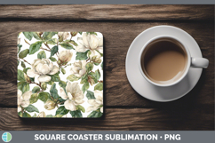 GorgeousFlowers 02 Pastel Pattern Square Coaster design.