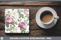 GorgeousFlowers 02 Pastel Pattern Square Coaster design.