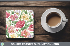 GorgeousFlowers 02 Pastel Pattern Square Coaster design.