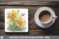 GorgeousFlowers 02 Rainbow Summer Square Coaster design.