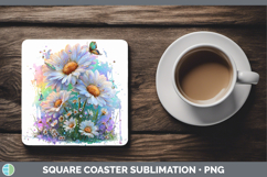 GorgeousFlowers 02 Rainbow Summer Square Coaster design.