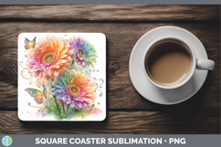 GorgeousFlowers 02 Rainbow Summer Square Coaster design.