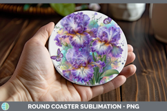 GorgeousFlowers 02 Rainbow Summer Round Coaster design.