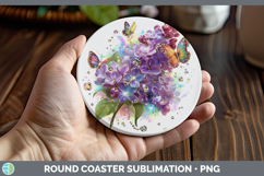 GorgeousFlowers 02 Rainbow Summer Round Coaster design.