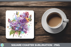 GorgeousFlowers 02 Rainbow Summer Square Coaster design.