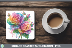 GorgeousFlowers 02 Rainbow Summer Square Coaster design.