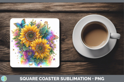 GorgeousFlowers 02 Rainbow Summer Square Coaster design.