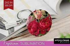 Floral Keychain PNG - Sping Flowers Keychain Sublimation Product Image 1