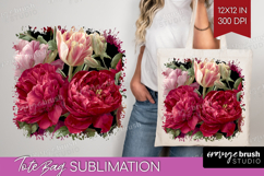 Floral Tote Bag - Sping Flowers Tote Bag PNG Sublimation Product Image 1