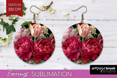 Floral Round Earrings - Sping Flowers PNG Sublimation Product Image 1